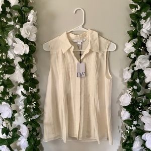 Sleeveless cream DVF blouse